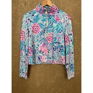 Lilly Pulitzer Skipper Cropped Popover Zanizibar Blue Party Princess Medium
